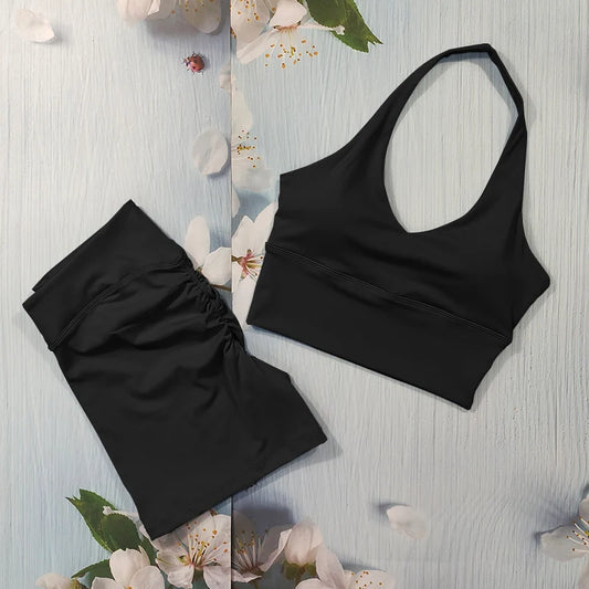 Scrunch Sports Suit Women'S Yoga Set Gym Wear Sexy Sports Bras and Flared Leggings Sets Fitness Outfits Female Workout Clothes