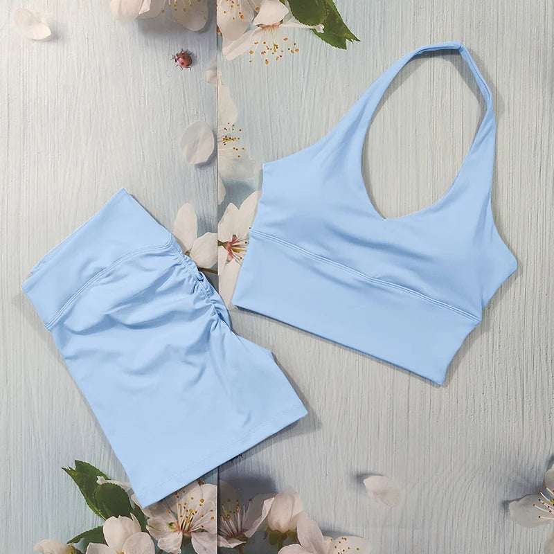 Scrunch Sports Suit Women'S Yoga Set Gym Wear Sexy Sports Bras and Flared Leggings Sets Fitness Outfits Female Workout Clothes