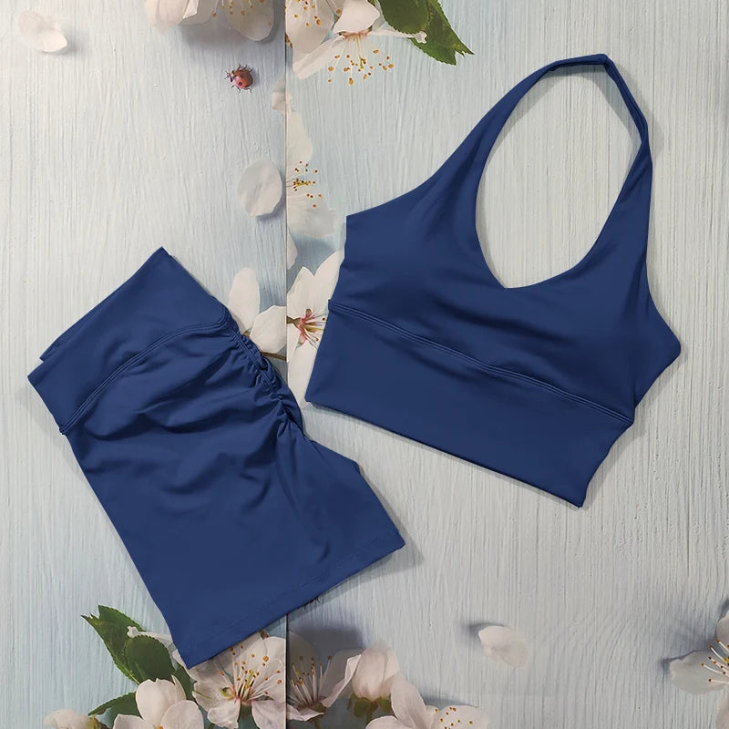 Scrunch Sports Suit Women'S Yoga Set Gym Wear Sexy Sports Bras and Flared Leggings Sets Fitness Outfits Female Workout Clothes