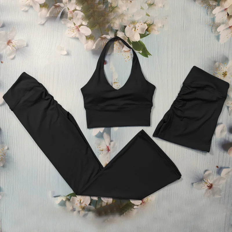 Scrunch Sports Suit Women'S Yoga Set Gym Wear Sexy Sports Bras and Flared Leggings Sets Fitness Outfits Female Workout Clothes
