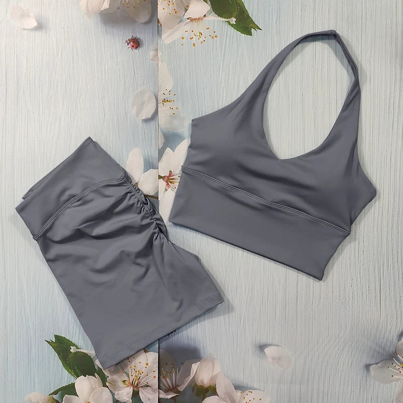 Scrunch Sports Suit Women'S Yoga Set Gym Wear Sexy Sports Bras and Flared Leggings Sets Fitness Outfits Female Workout Clothes