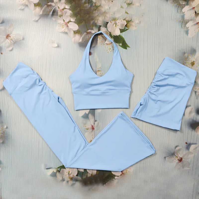 Scrunch Sports Suit Women'S Yoga Set Gym Wear Sexy Sports Bras and Flared Leggings Sets Fitness Outfits Female Workout Clothes