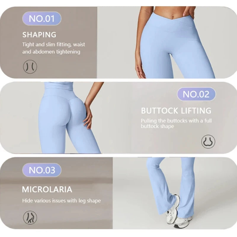 Scrunch Sports Suit Women'S Yoga Set Gym Wear Sexy Sports Bras and Flared Leggings Sets Fitness Outfits Female Workout Clothes